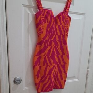 NWT Fashion Nova Bold Orange and Pink Mini Dress Size S
